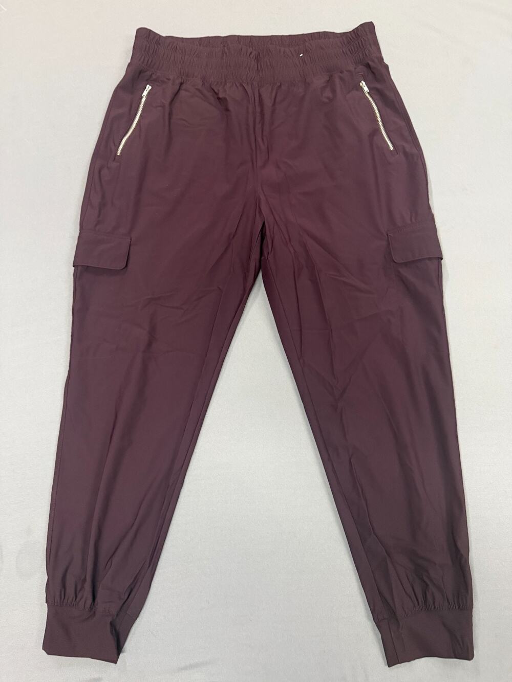 Old Navy Stretch Tech Cargo Jogger Pants Womens Large Plum Quick Dry Elastic Wai